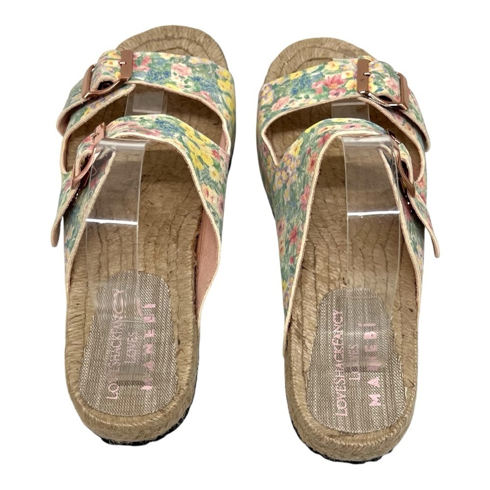 LoveShackFancy x Manebi Nordic Floral Leather Espadrille Slide Sandals Womens 39 - Picture 9 of 15